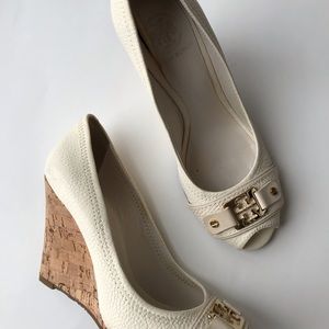 Tory Burch peep toe wedges